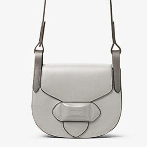Michael Kors Small Gray Crossbody Saddle Bag Daria Collection